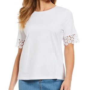 Draper James- White Top Flower Lace Sleeves